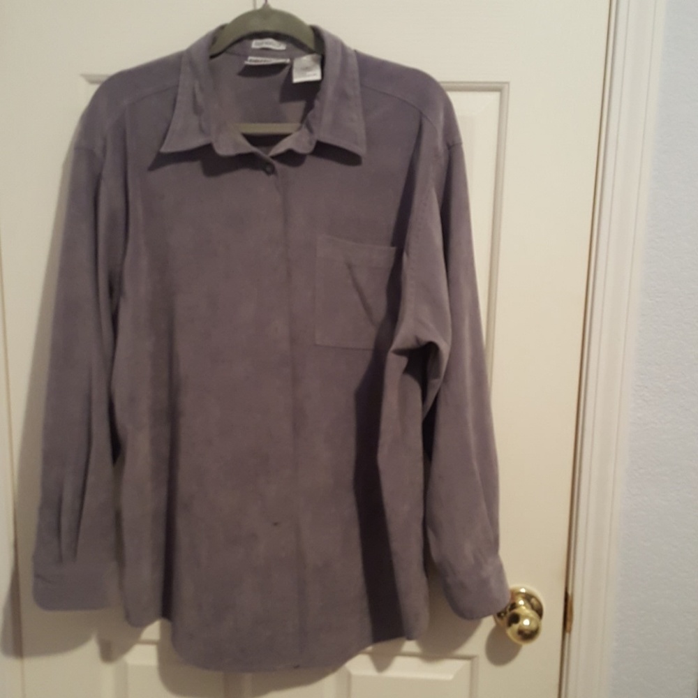 Gray, faux suede top